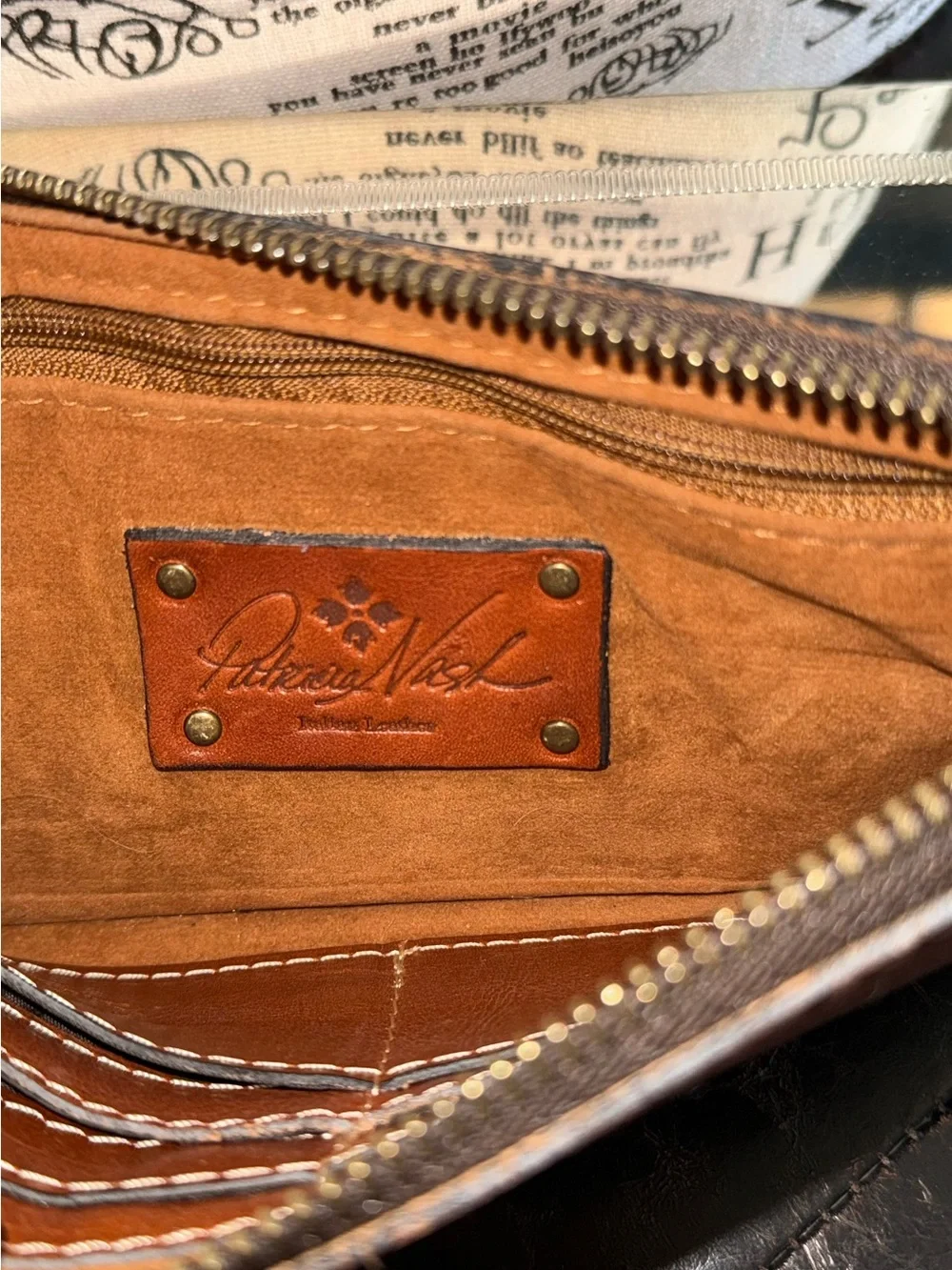Patricia Nash Brown Leather Zip Wristlet Pouch